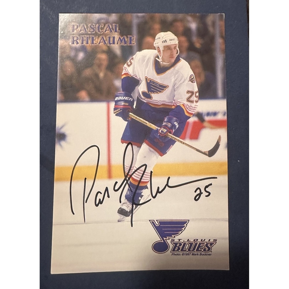 1997 Pascal Rheaume Autographed Card #25 St Louis Blues 4x6" RARE NHL Autograph